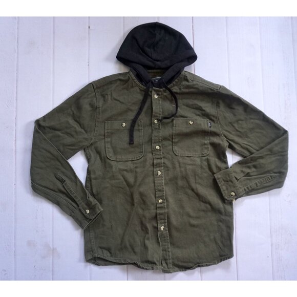 Valor Men'S Olive Hooded Button-Up Shirt – Size S - Picture 1 of 6